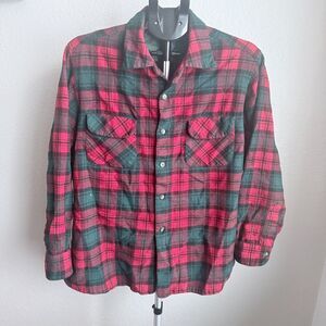 Vintage 1960s Pendleton Wool Lumberjack Red and Green Plaid Flannel Mens XL